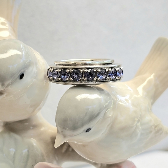 STS Karis Spinner Band Ring with Purple Stones Vintage Size 7.75 - Picture 1 of 15